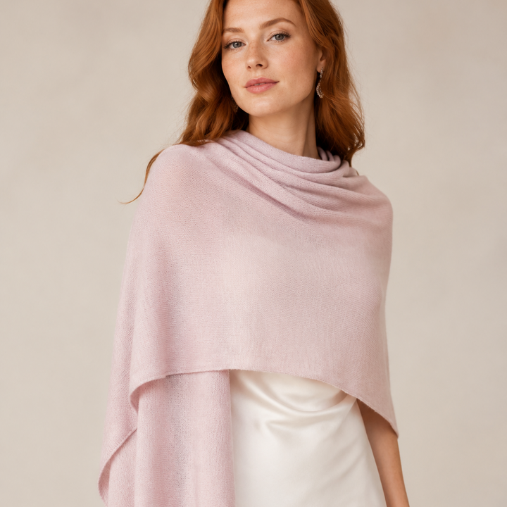 Étole de mariée Capri – laine et cachemire, rose poudré Assia di Brunetti Federica e C. s.a.s.