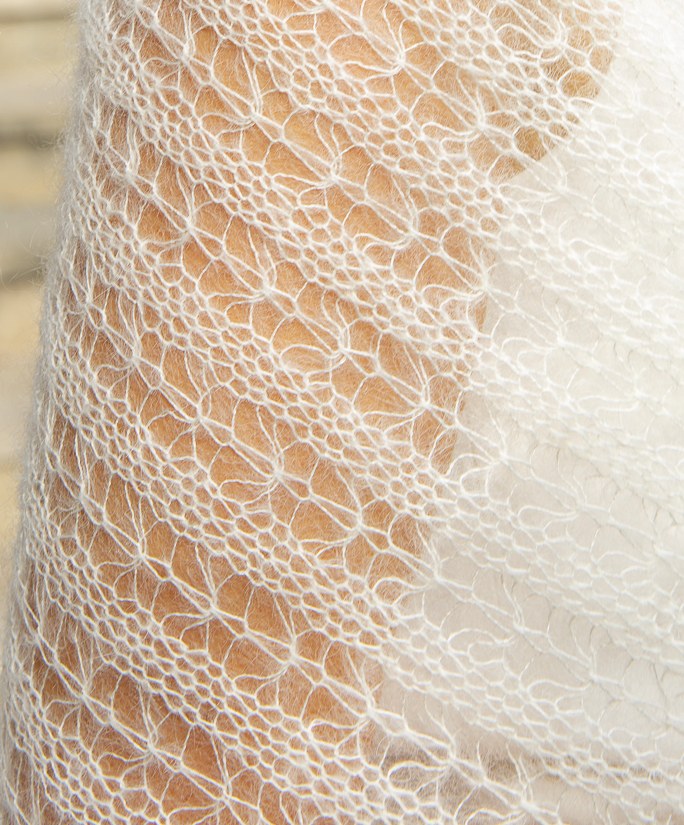 Étole de mariée Dentelle drapée autour du buste, mariage bohème