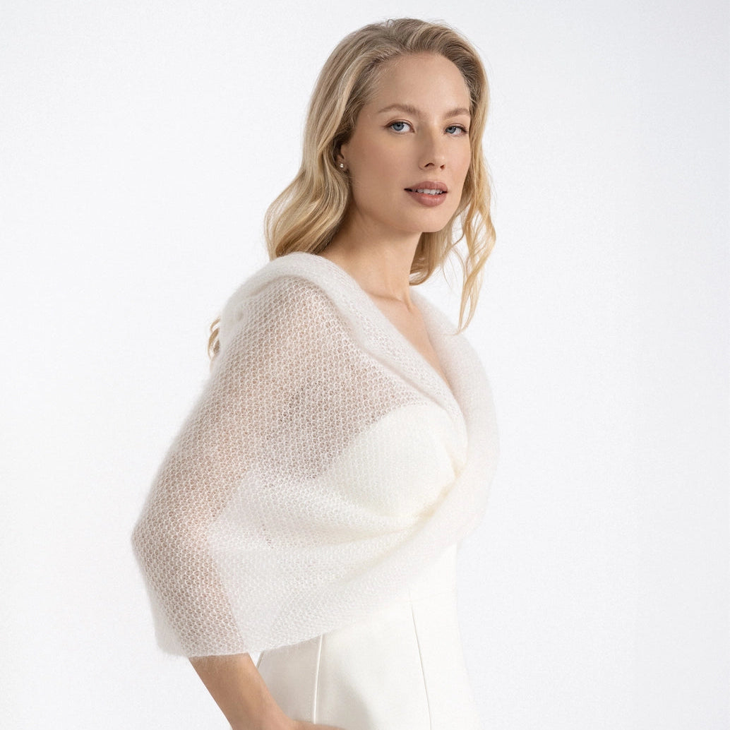 Étole de mariée Magnolia – mohair superkid, ivoire WOOL HOUSE