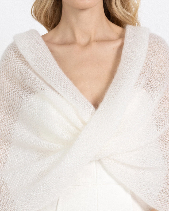 Étole de mariée Magnolia – mohair superkid, ivoire WOOL HOUSE