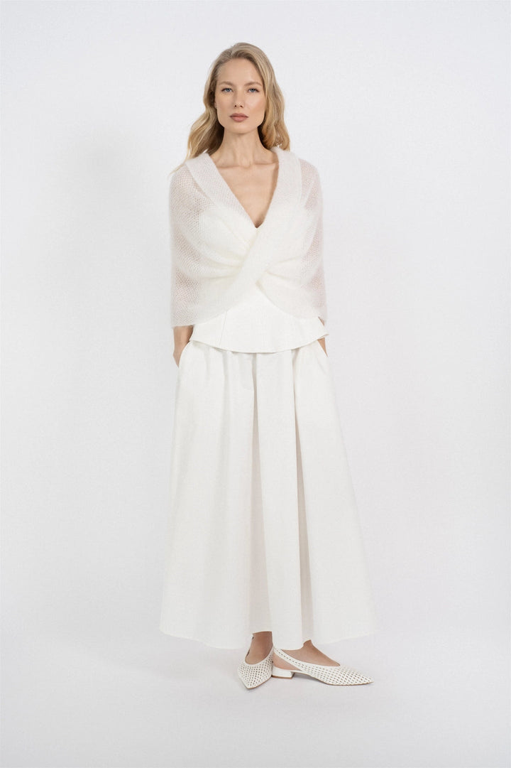 Étole de mariée Magnolia – mohair superkid, ivoire WOOL HOUSE