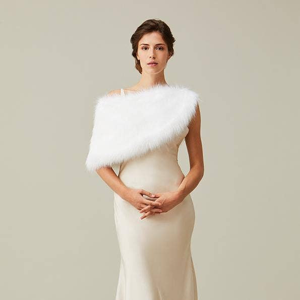 Doublure satin de la cape courte de mariée Nuage d'ivoire Helen Moore