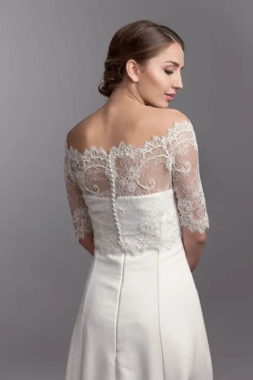 GRACE – BOLÉRO DENTELLE CHANTILLY PERLÉ Novias