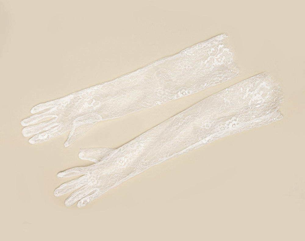 Gants de mariée longs GL005 en dentelle fine, 52 cm, G.Westerleigh