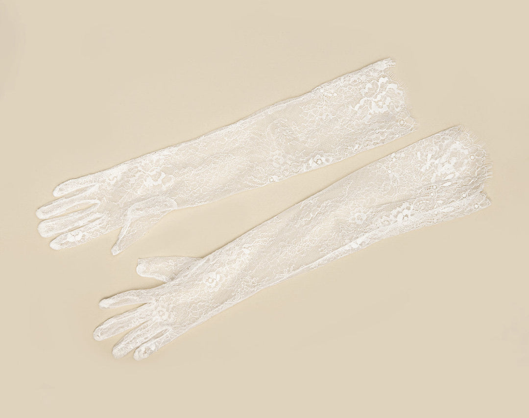 Gants de mariée longs GL005 en dentelle fine, 52 cm, G.Westerleigh