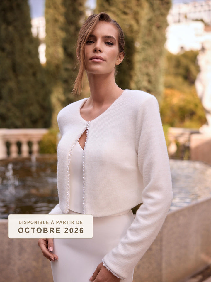 Gilet de mariée E534 en maille effet cachemire - disponible à partir d'octobre 2026