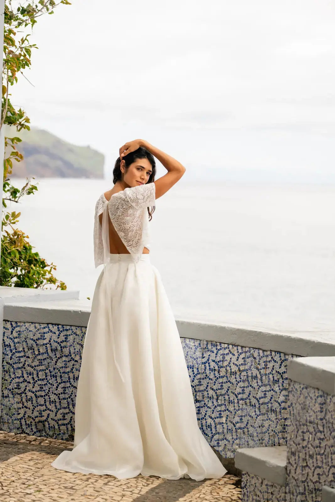 HAUT DE MARIÉE MANCHES COURTES EN DENTELLE FRANÇAISE - MANACOR BK137 Novias