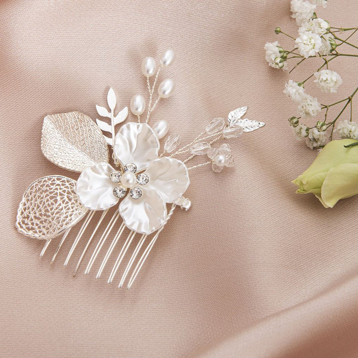 HC1121 – PEIGNE MARIÉE FLEURS 3D ET PERLES IVOIRE G.Westerleigh