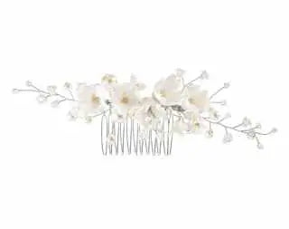 HC1121 – PEIGNE MARIÉE FLEURS 3D ET PERLES IVOIRE G.Westerleigh