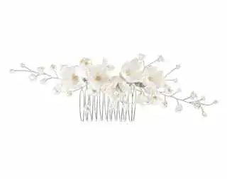 HC1121 – PEIGNE MARIÉE FLEURS 3D ET PERLES IVOIRE G.Westerleigh