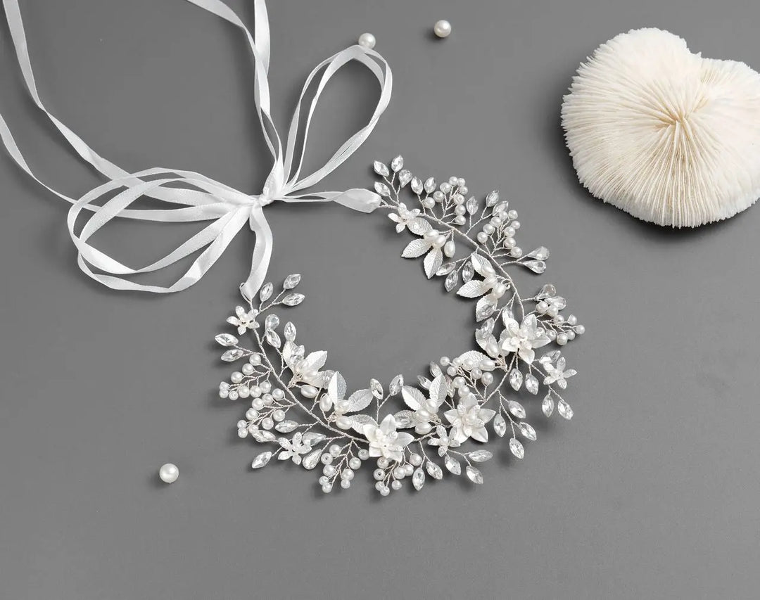 HEADBAND MARIAGE CRISTAUX & PERLES – PLAQUÉ ARGENT HB6329 G.Westerleigh
