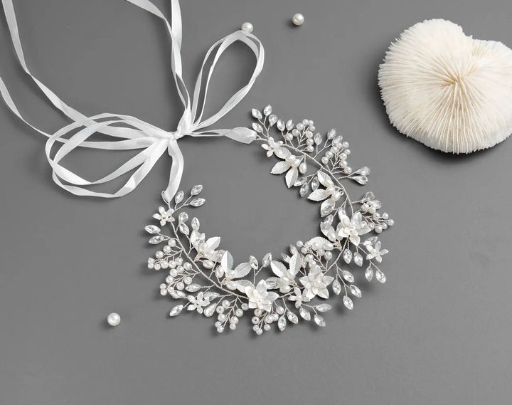 HEADBAND MARIAGE CRISTAUX & PERLES – PLAQUÉ ARGENT HB6329 G.Westerleigh