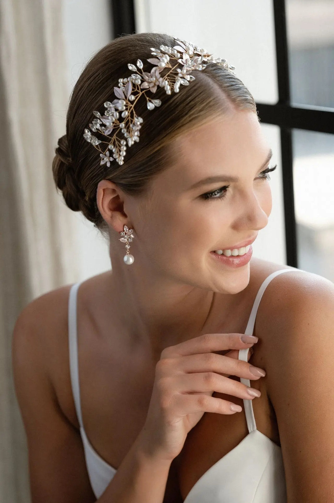 HEADBAND MARIAGE CRISTAUX & PERLES – PLAQUÉ OR HB6329G G.Westerleigh