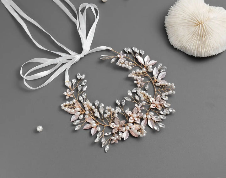 HEADBAND MARIAGE CRISTAUX & PERLES – PLAQUÉ OR HB6329G G.Westerleigh