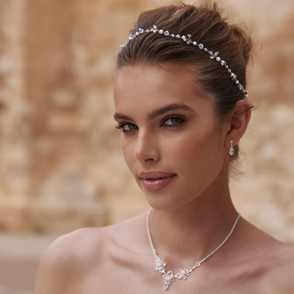 HEADBAND PERLES ET ZIRCONS J053 Bianco Evento