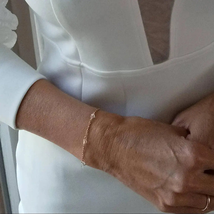 Iria-Bracelet De Marié À Chaîne Perlée- Bijou De Mariée Chic: Incolore / Doré L'atelier du 6