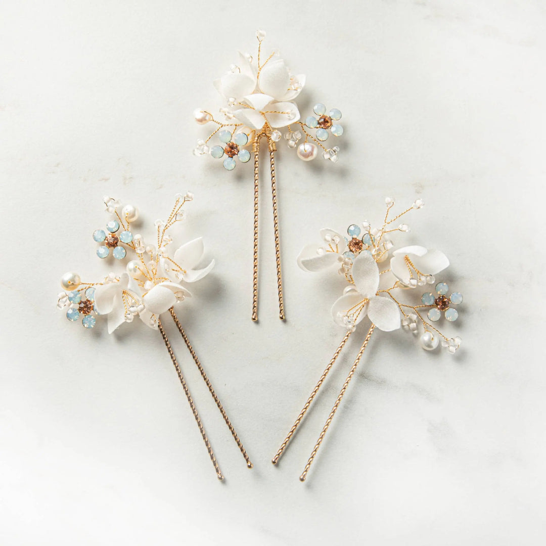 Ilja Hairpins Gold - bijoux pour cheveux de mariée - lot de 3 SallyJaneBridal