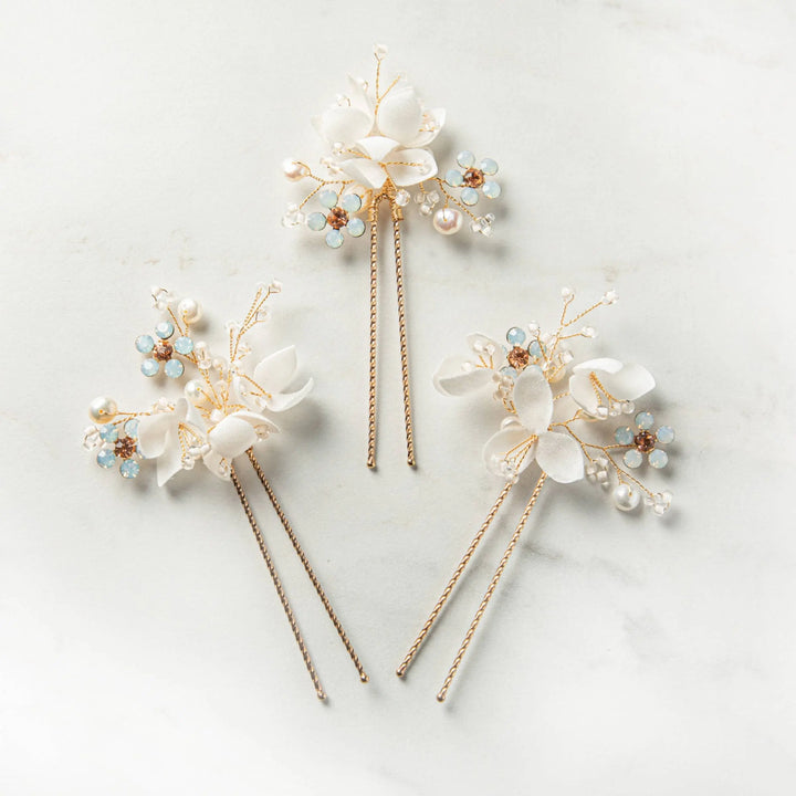 Ilja Hairpins Gold - bijoux pour cheveux de mariée - lot de 3 SallyJaneBridal