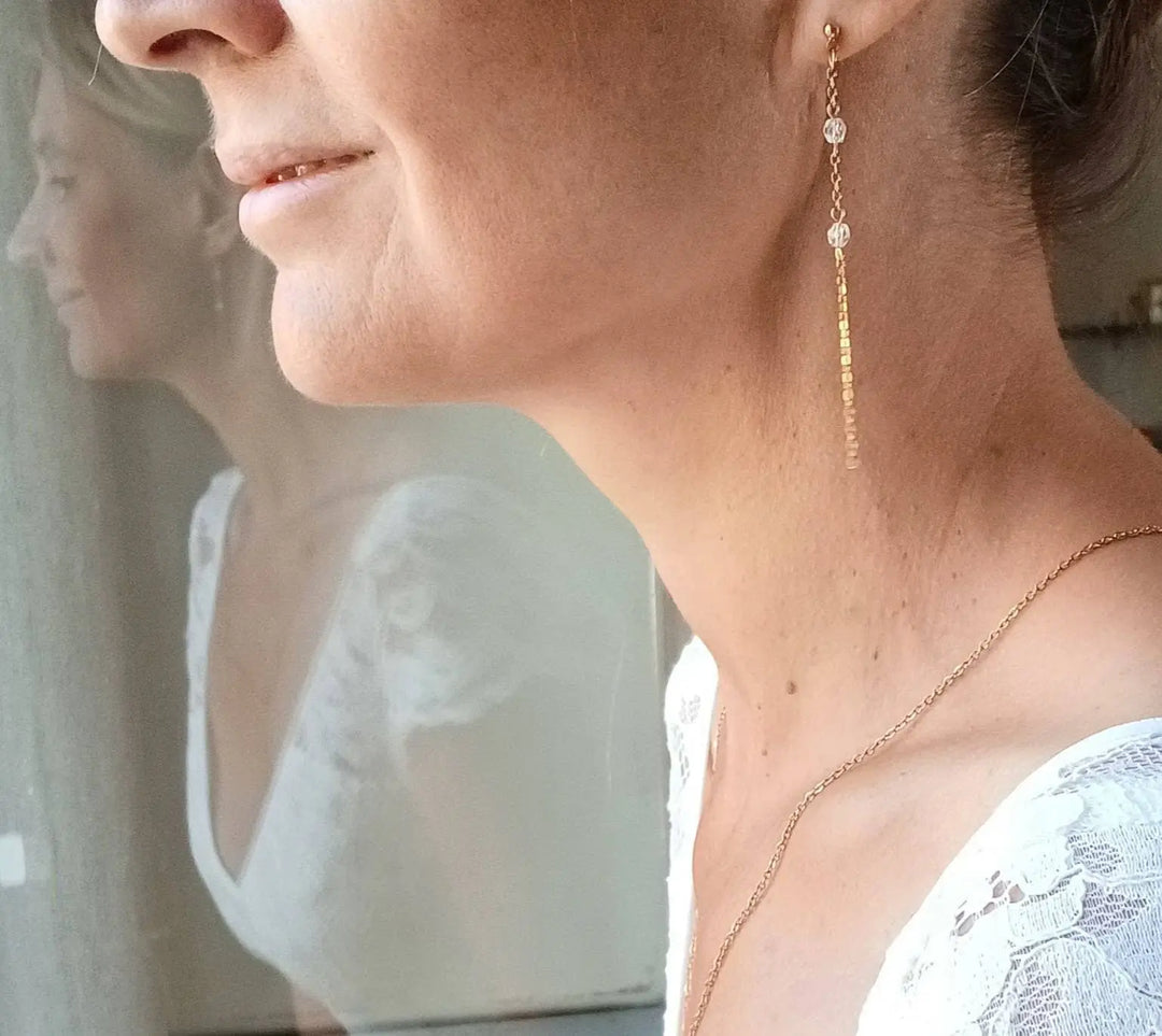 Iria-Bracelet De Marié À Chaîne Perlée- Bijou De Mariée Chic: Incolore / Doré L'atelier du 6