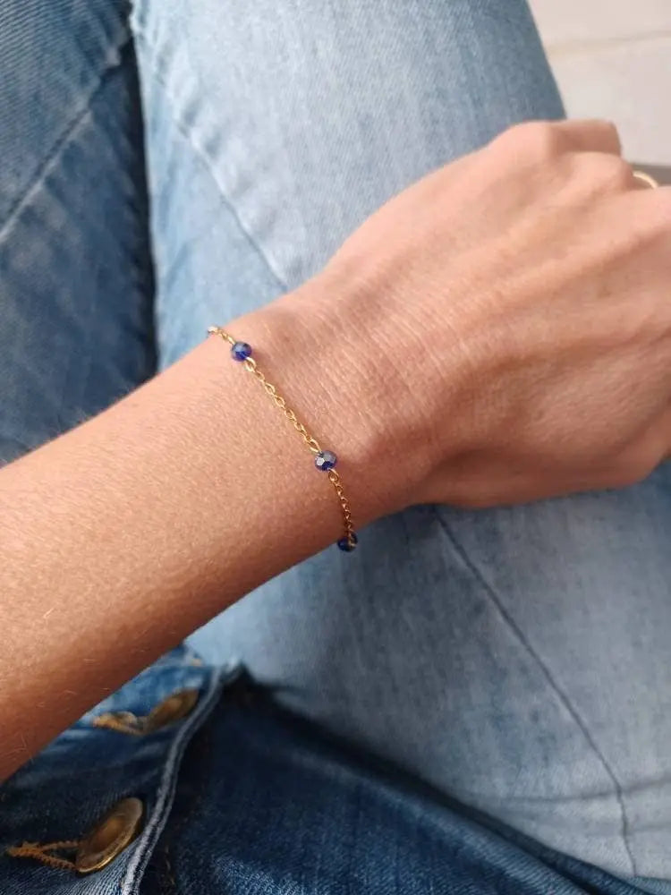 Iria-Bracelet De Marié À Chaîne Perlée- Bijou De Mariée Chic: Incolore / Doré L'atelier du 6