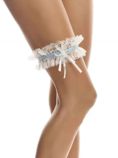 JARRETIÈRRE MARIÉE IVOIRE ET BLEU SB 3 - Mas Accessoires