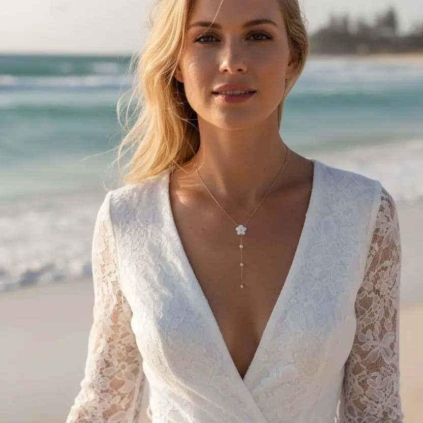 JASMIN- Collier de mariée à petite fleur blanche.: Argent L'atelier du 6