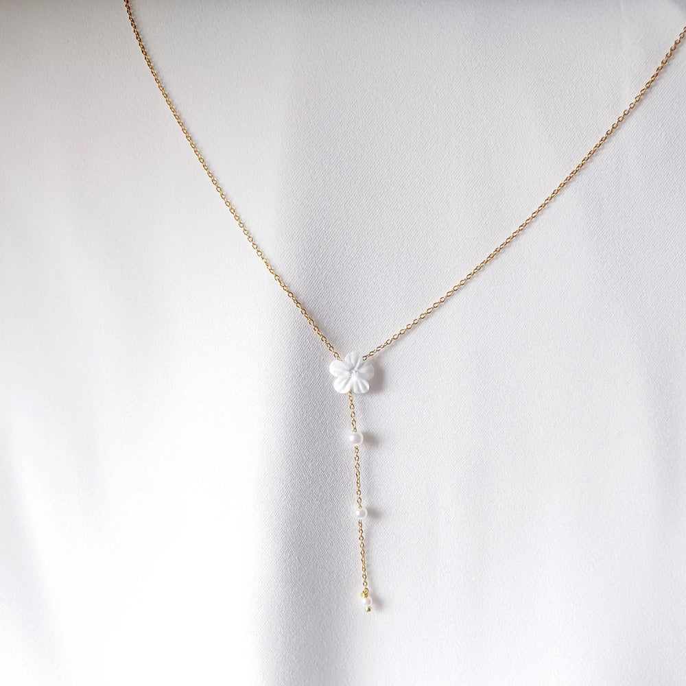 JASMIN- Collier de mariée à petite fleur blanche.: Argent L'atelier du 6