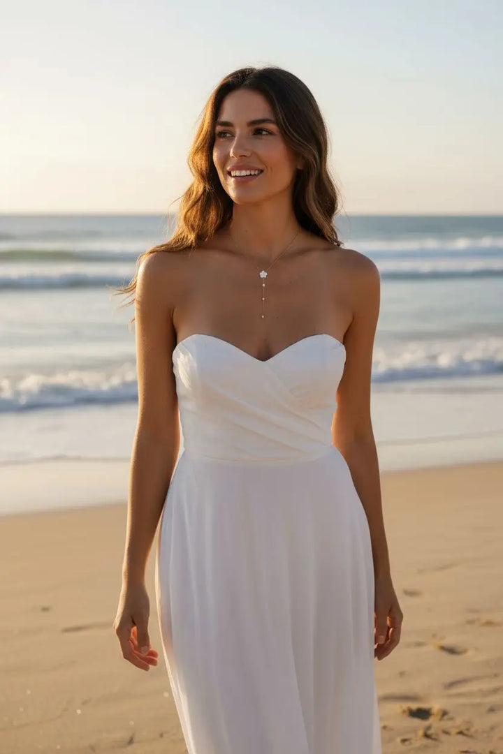 JASMIN- Collier de mariée à petite fleur blanche.: Argent L'atelier du 6