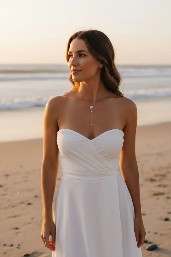 JASMIN- Collier de mariée à petite fleur blanche.: Argent L'atelier du 6