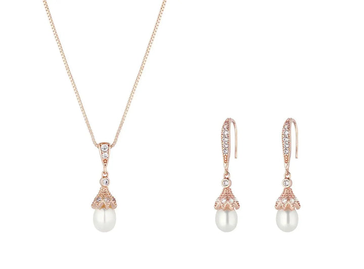 JS2190RG – PARURE MARIÉE OR ROSE ZIRCONIUM G.Westerleigh