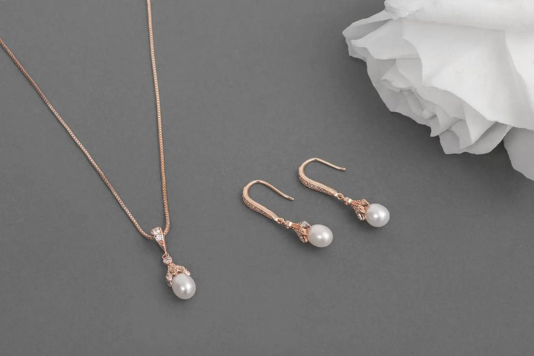 JS2190RG – PARURE MARIÉE OR ROSE ZIRCONIUM G.Westerleigh