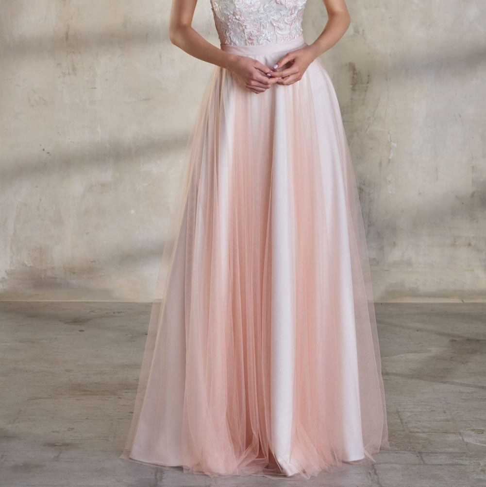 Jupe de mariée Babette SD35 tulle dégradé ivoire et rose Novias