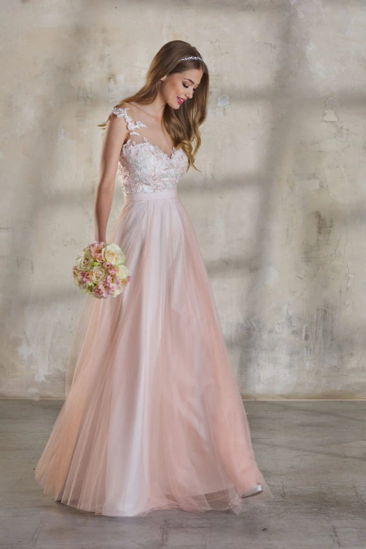 Jupe de mariée Babette SD35 tulle dégradé ivoire et rose Novias vue 2
