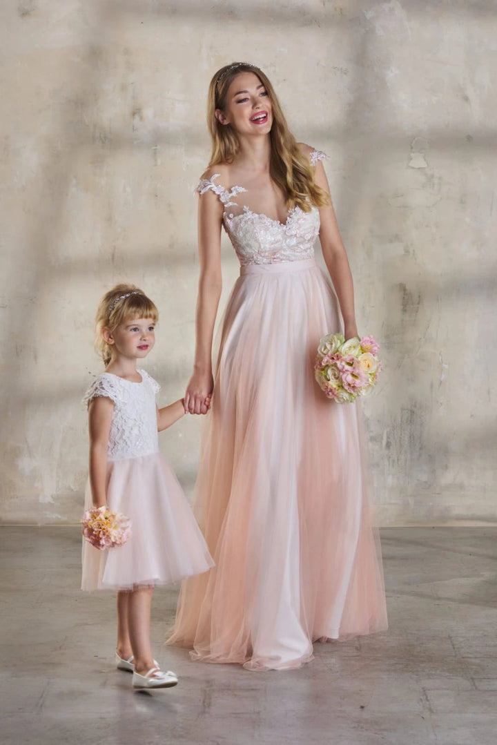 Jupe de mariée Babette SD35 tulle dégradé ivoire et rose Novias vue 3