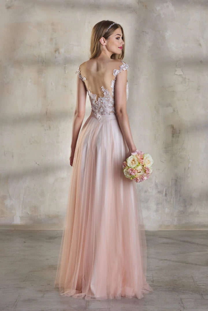 Jupe de mariée Babette SD35 tulle dégradé ivoire et rose Novias vue 4