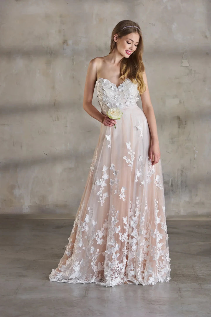 Jupe de mariée Butterfly SD32 tulle papillons en dentelle 3D Novias vue 2