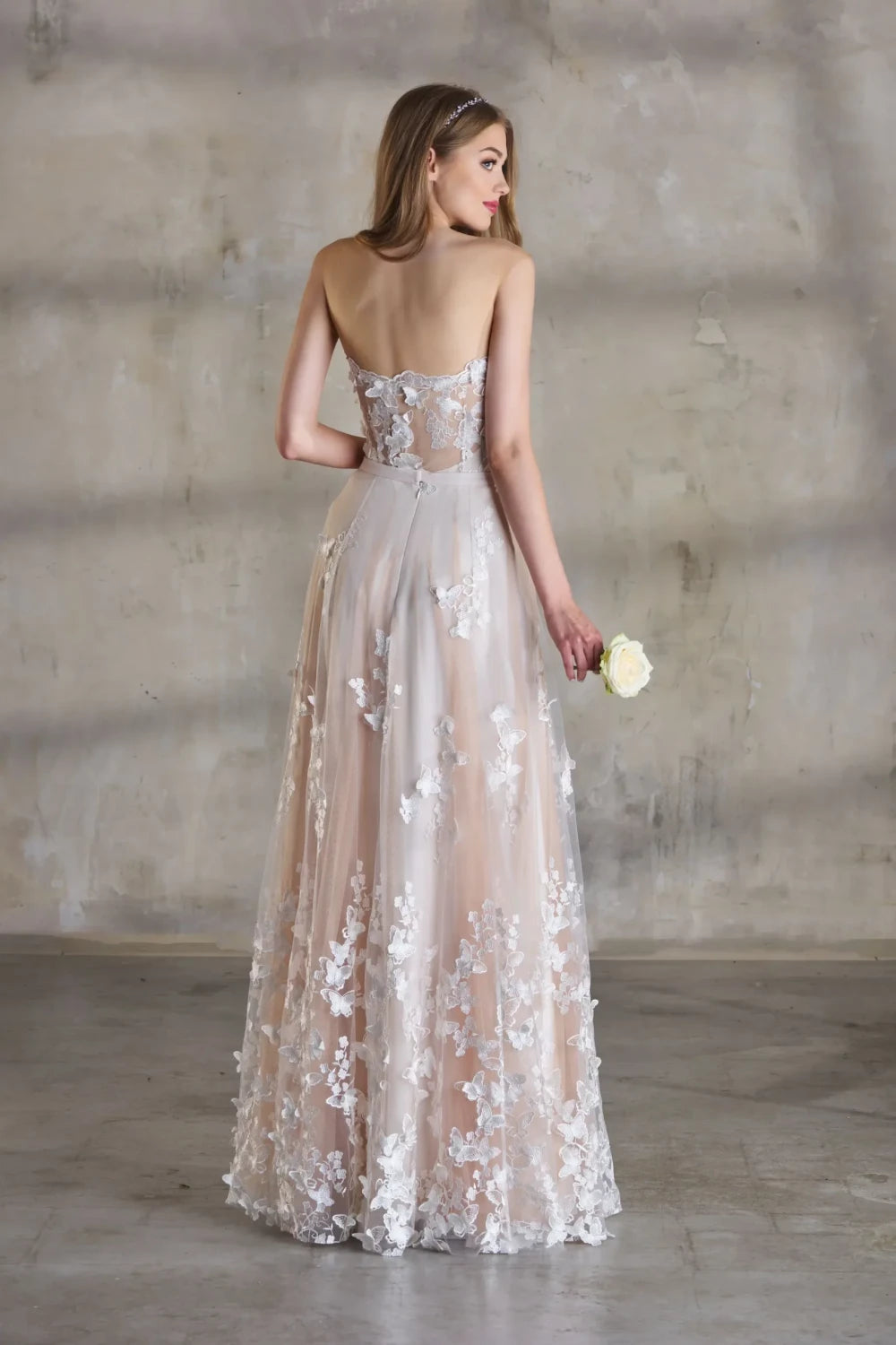 Jupe de mariée Butterfly SD32 tulle papillons en dentelle 3D Novias vue 3