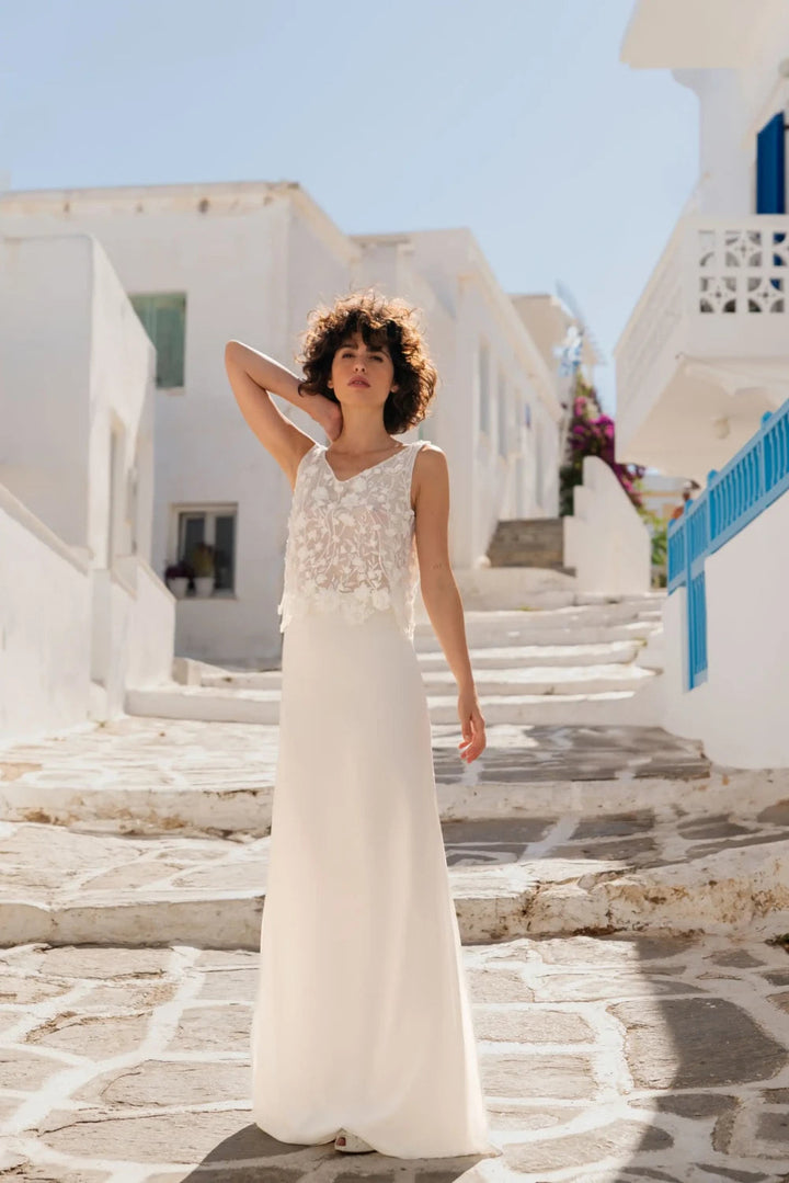 Jupe de mariée India SD59 mousseline évasée sans traîne Novias vue 3