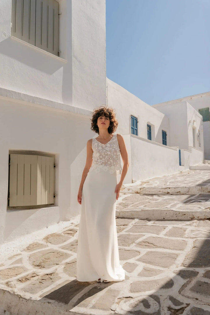 Jupe de mariée India SD59 mousseline évasée sans traîne Novias vue 4
