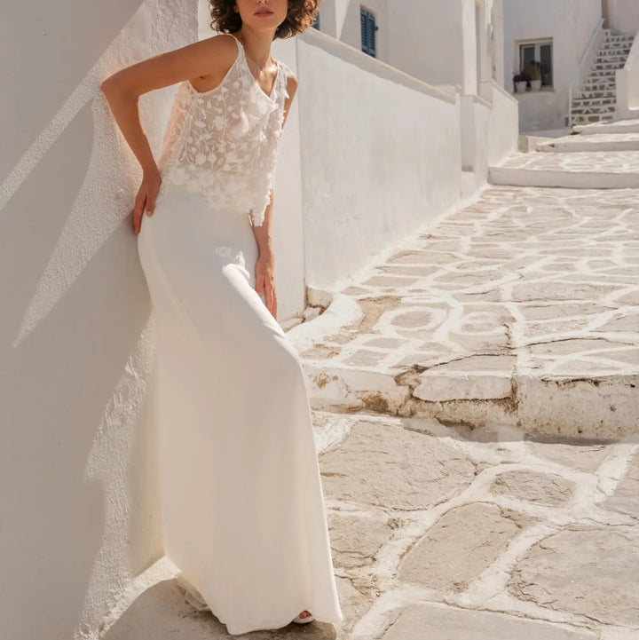 Jupe de mariée India SD59 mousseline évasée sans traîne Novias vue 5