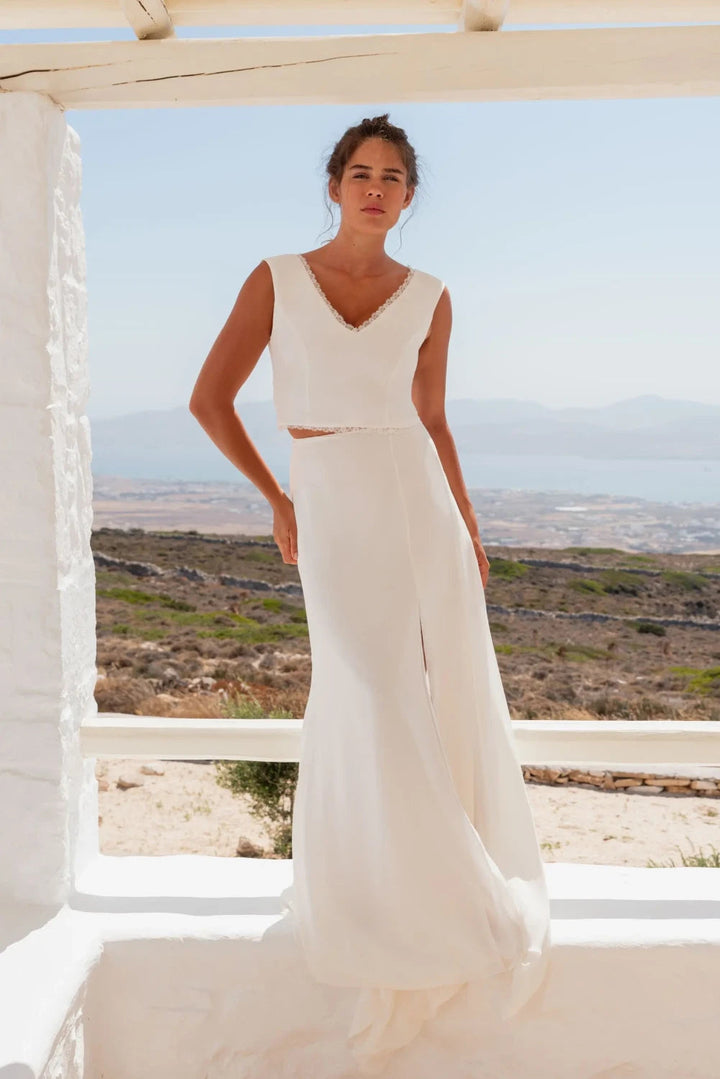 Jupe de mariée Irmelin SD58 mousseline fendue à traîne Novias vue 3