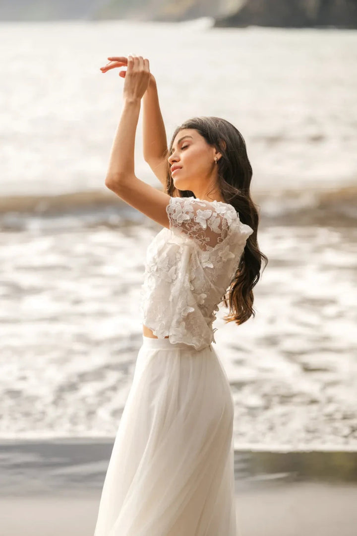 Jupe de mariée Mireya SD63 tulle fendue avec traîne Novias vue 3