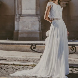Jupe de mariée Raquel SD18T – mousseline – longue traîne