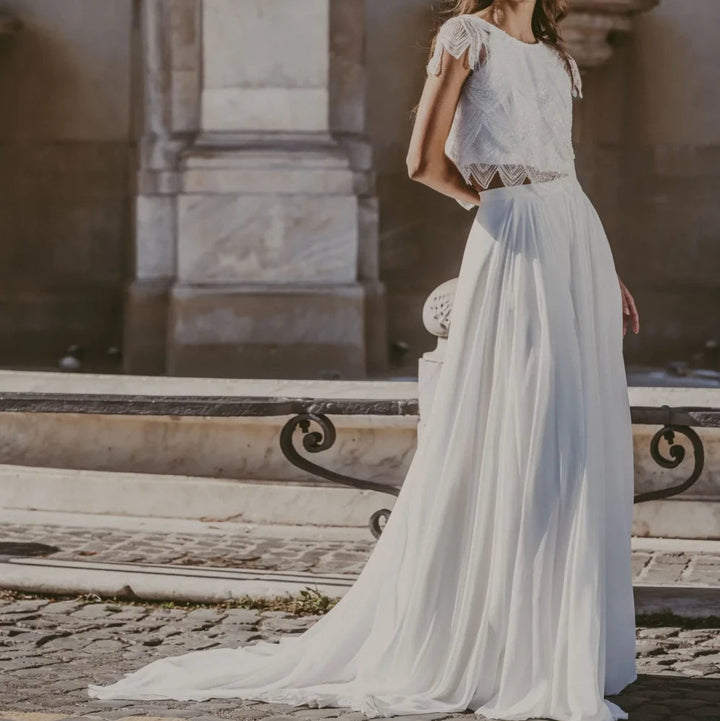 Jupe de mariée Raquel SD18T mousseline longue traîne Novias