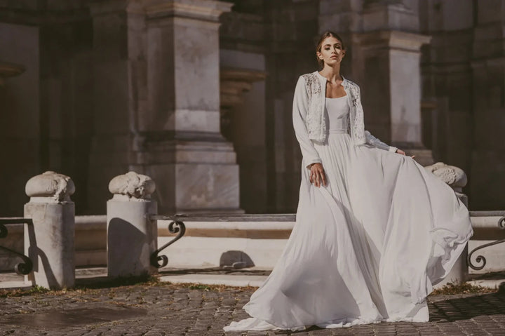 Jupe de mariée Raquel SD18T mousseline longue traîne Novias vue 2