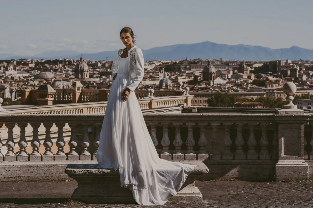 Jupe de mariée Raquel SD18T mousseline longue traîne Novias vue 4