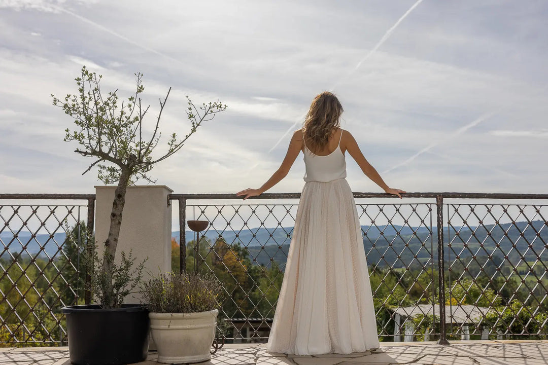 Jupe de mariée Triest SD51 mousseline plumetis fond nude Novias vue 3