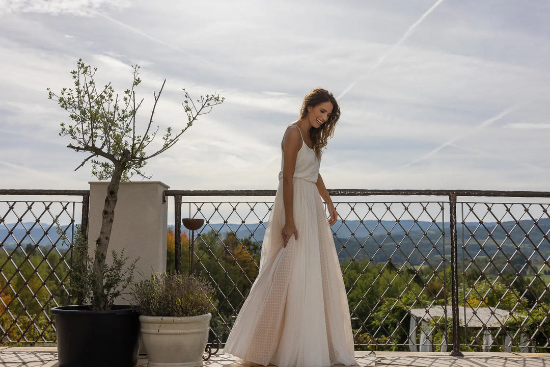 Jupe de mariée Triest SD51 mousseline plumetis fond nude Novias vue 4