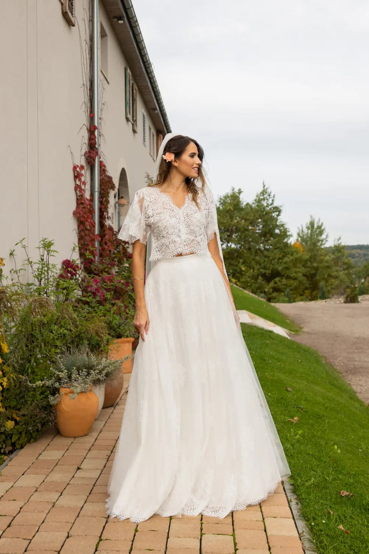 Jupe de mariée Turin SD52 dentelle française romantique Novias vue 4