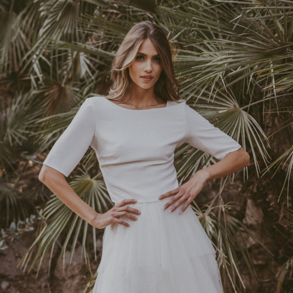 Jupe de mariée courte Rosa SD46 tulle volants Novias